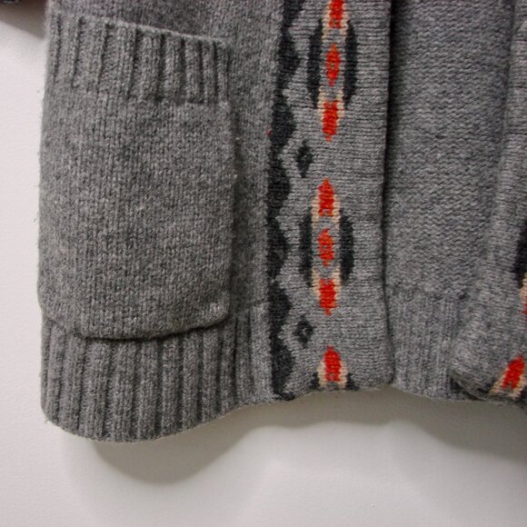 Hollister Gray Lamb Wool Cardigan Sweater Aztec Southwestern Bear Medium Large - Picture 6 of 13